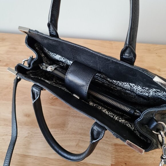 Rebecca Minkoff Amorous Satchel Black Leather Quilted Bowler Bag Handbag Luxe - Picture 6 of 14